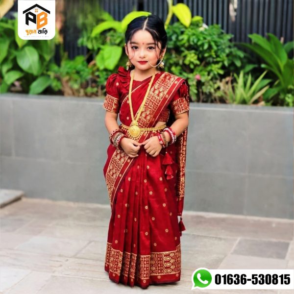 জাপানি সিল্ক বেবি রেডি শাড়ি, লাল কালার