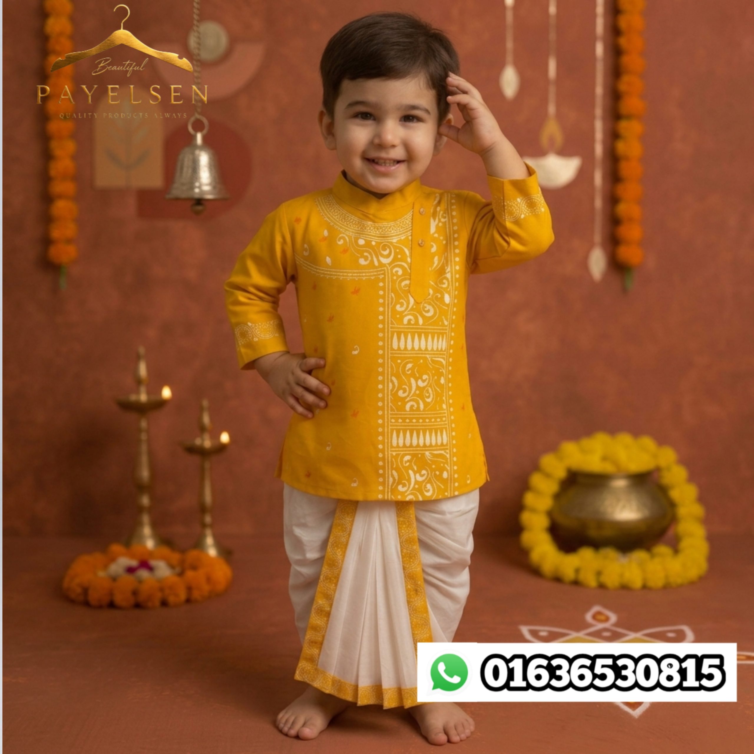 Boys Printed Regular Pure Cotton Kurta with Dhoti Pants